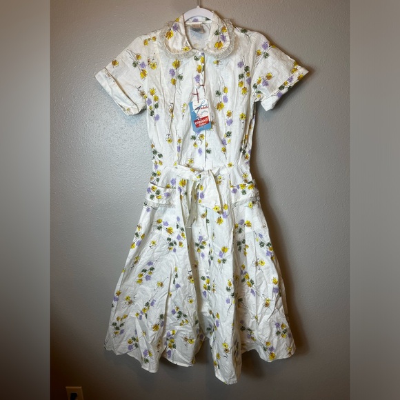 Allendale Vintage Dresses & Skirts - Vintage 50’s/60’s Deadstock Everglaze Cotton Allendale Fashion Fit & Flare Dress